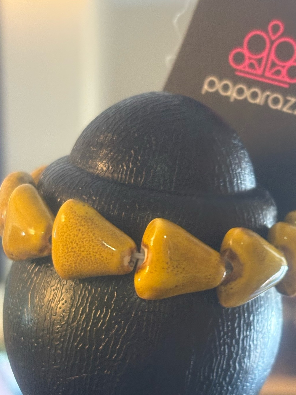 Paparazzi Yellow Ceramic Heart Bead Stretch Bracelet